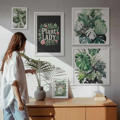 Paveikslų rinkinys miegamajam Augalų bohemiški žali akcentai