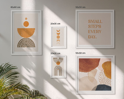 Paveikslų rinkinys miegamajam Stilinga grafika žemiškais tonais