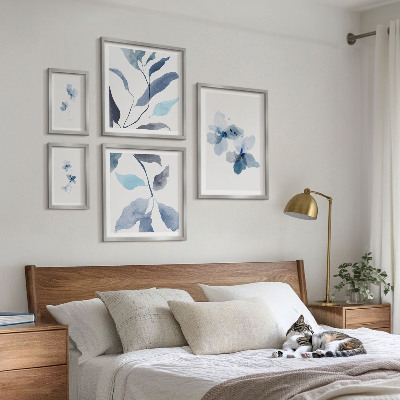 5 paveikslų rinkinys su rėmais Stilingos akvarelės gėlės