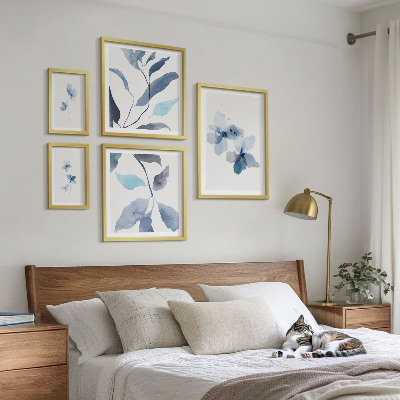 5 paveikslų rinkinys su rėmais Stilingos akvarelės gėlės