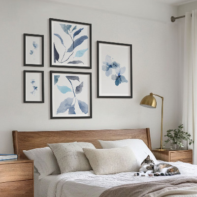 5 paveikslų rinkinys su rėmais Stilingos akvarelės gėlės