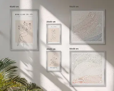 Sieninė paveikslų galerija grožio formos ir silueto linijos