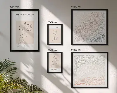 Sieninė paveikslų galerija grožio formos ir silueto linijos