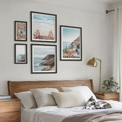 5 paveikslų rinkinys su rėmais italijos miesteliai, paplūdimiai ir poilsio motyvai