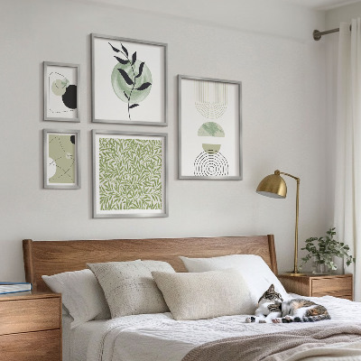 5 paveikslų rinkinys su rėmais Abstraktūs geometriniai augalai