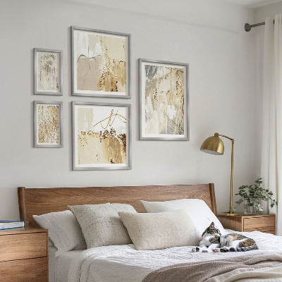 Paveikslų rinkinys miegamajam Abstrakčios minimalistinės kompozicijos