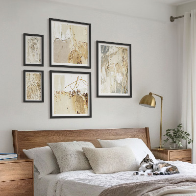 Paveikslų rinkinys miegamajam Abstrakčios minimalistinės kompozicijos