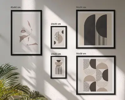 Stilingi geometriniai portretai 5 paveikslų rinkinys su rėmais