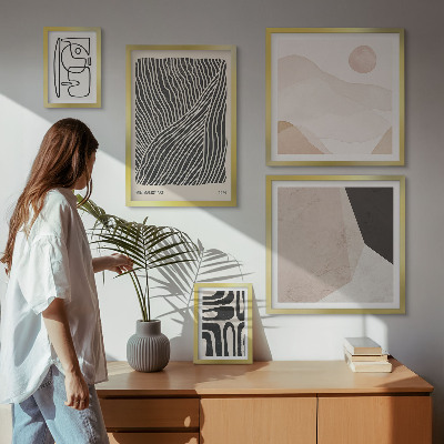 Sieninė paveikslų galerija Minimalistiniai žemės raštai abstraktūs