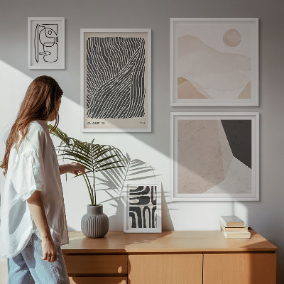 Sieninė paveikslų galerija Minimalistiniai žemės raštai abstraktūs