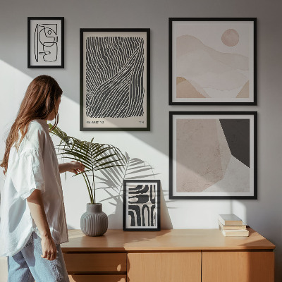 Sieninė paveikslų galerija Minimalistiniai žemės raštai abstraktūs