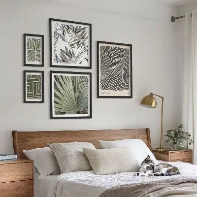 Minimalistiniai augalų raštai 5 paveikslų rinkinys su rėmais