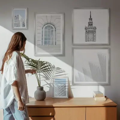 Paveikslų rinkinys miegamajam modernus architektūrinis minimalizmas