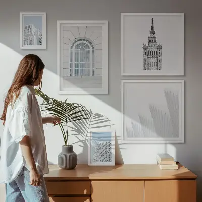 Paveikslų rinkinys miegamajam modernus architektūrinis minimalizmas