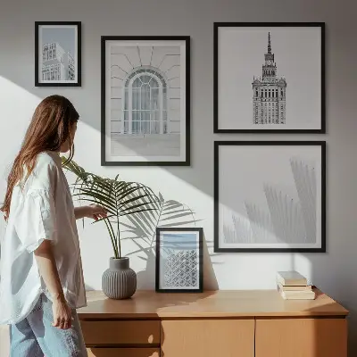 Paveikslų rinkinys miegamajam modernus architektūrinis minimalizmas