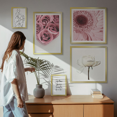 Sieninė paveikslų galerija Gėlių boho įkvėpimo idėjos