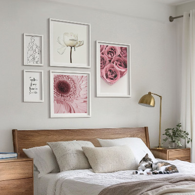 Sieninė paveikslų galerija Gėlių boho įkvėpimo idėjos