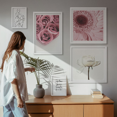 Sieninė paveikslų galerija Gėlių boho įkvėpimo idėjos