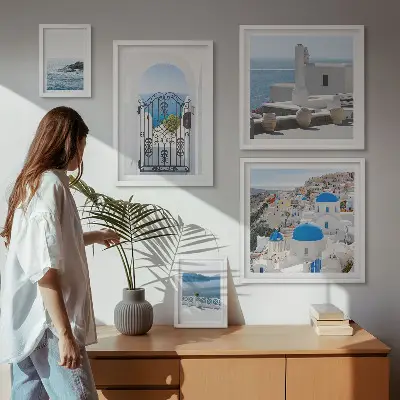 Viduržemio jūros Graikijos vaizdai 5 paveikslų rinkinys su rėmais