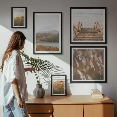 Sieninė paveikslų galerija ežero kraštovaizdis