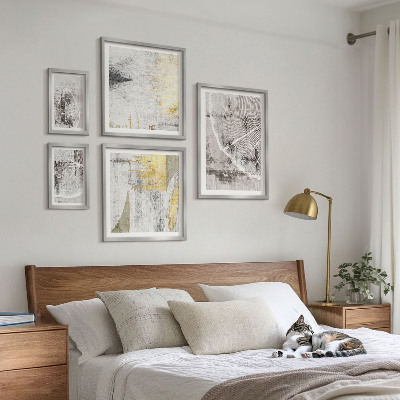 5 paveikslų rinkinys su rėmais Abstraktūs neutralūs raštai