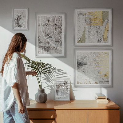 5 paveikslų rinkinys su rėmais Abstraktūs neutralūs raštai