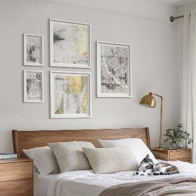 5 paveikslų rinkinys su rėmais Abstraktūs neutralūs raštai