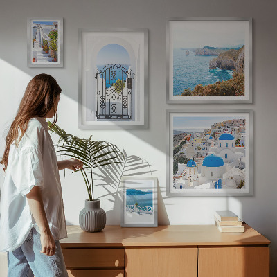 Sieninė paveikslų galerija Santorinio mėlynosios jūros namai