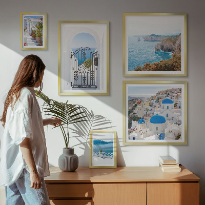 Sieninė paveikslų galerija Santorinio mėlynosios jūros namai