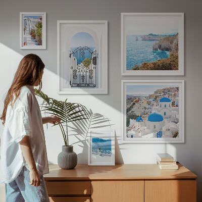 Sieninė paveikslų galerija Santorinio mėlynosios jūros namai