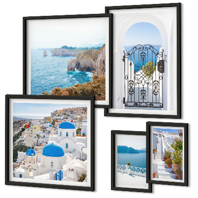 Sieninė paveikslų galerija Santorinio mėlynosios jūros namai