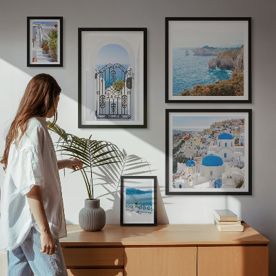 Sieninė paveikslų galerija Santorinio mėlynosios jūros namai