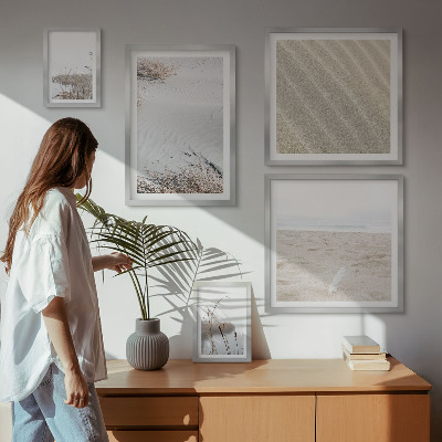 5 paveikslų rinkinys su rėmais Minimalistiniai paplūdimio motyvai