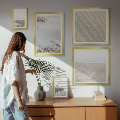 5 paveikslų rinkinys su rėmais Minimalistiniai paplūdimio motyvai