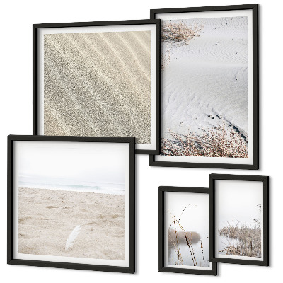 5 paveikslų rinkinys su rėmais Minimalistiniai paplūdimio motyvai