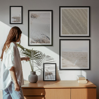 5 paveikslų rinkinys su rėmais Minimalistiniai paplūdimio motyvai