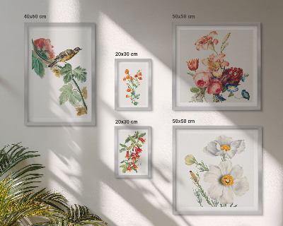 Sieninė paveikslų galerija Gėlių paukščių vintažinės dekoracijos