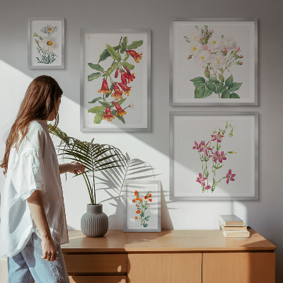 Paveikslų rinkinys miegamajam Gėlių botaniniai motyvai