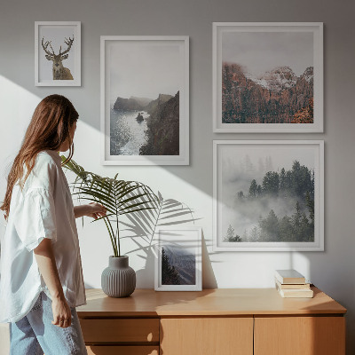 5 paveikslų rinkinys su rėmais Laukinės gamtos peizažai