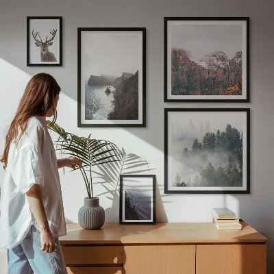 5 paveikslų rinkinys su rėmais Laukinės gamtos peizažai