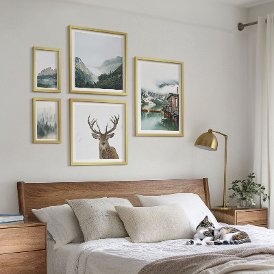 5 paveikslų rinkinys su rėmais Kalnų gamtos peizažai