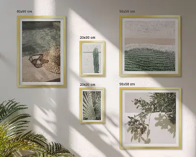 Paveikslų rinkinys miegamajam su vasaros augalų ir vandens atpalaiduojančiu vaizdu