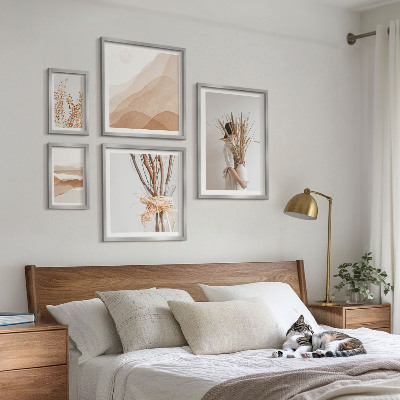 Paveikslų rinkinys miegamajam Stilingi boho augalų peizažai