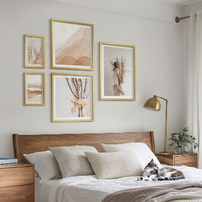 Paveikslų rinkinys miegamajam Stilingi boho augalų peizažai