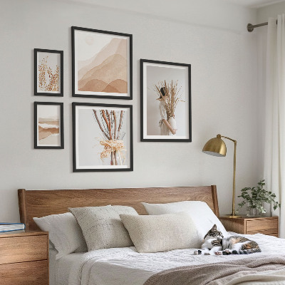 Paveikslų rinkinys miegamajam Stilingi boho augalų peizažai
