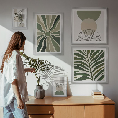 Sieninė paveikslų galerija Stilinga grafika su žaluma