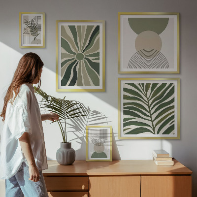 Sieninė paveikslų galerija Stilinga grafika su žaluma