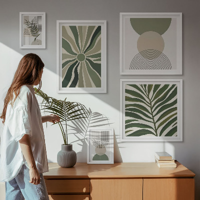 Sieninė paveikslų galerija Stilinga grafika su žaluma