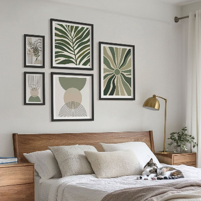 Sieninė paveikslų galerija Stilinga grafika su žaluma
