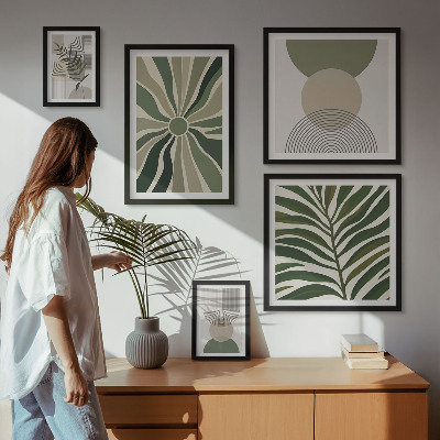 Sieninė paveikslų galerija Stilinga grafika su žaluma